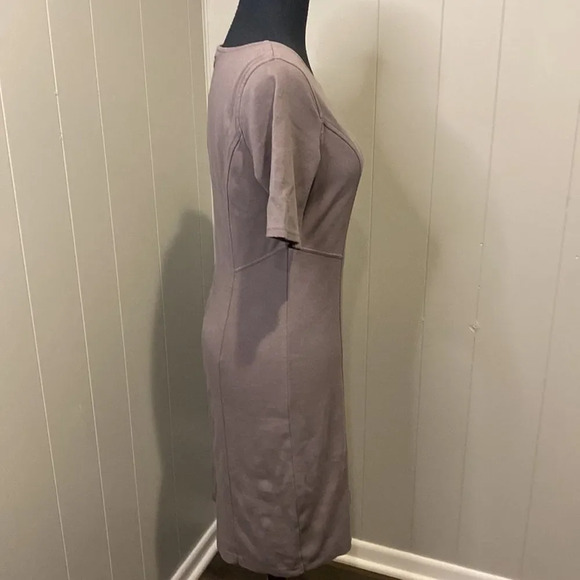 Garnet Hill 00 Pencil Dress Round Neck Short Sleeves Grey Sheer Lining Dress - Picture 3 of 10